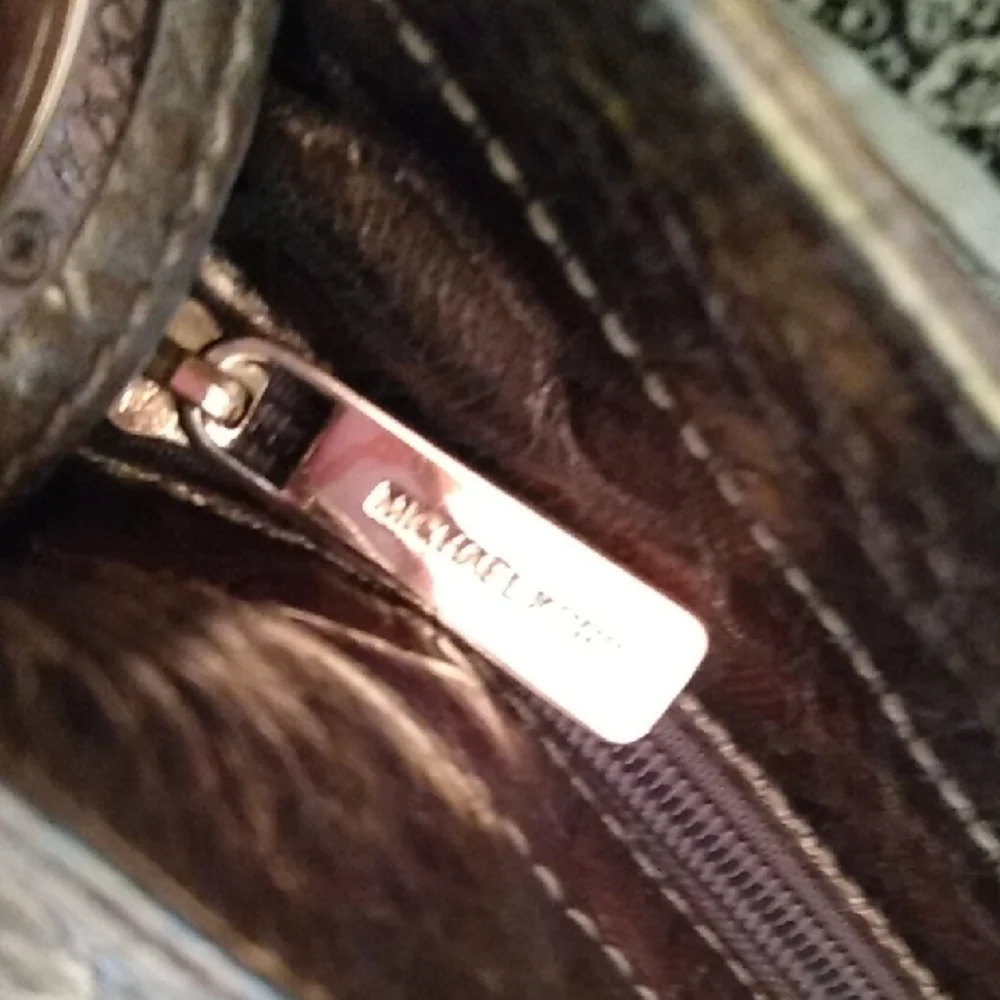 Michael Kors Copper Gold Snakeskin Effect Leather Purse Fulton Gold Logo Bag